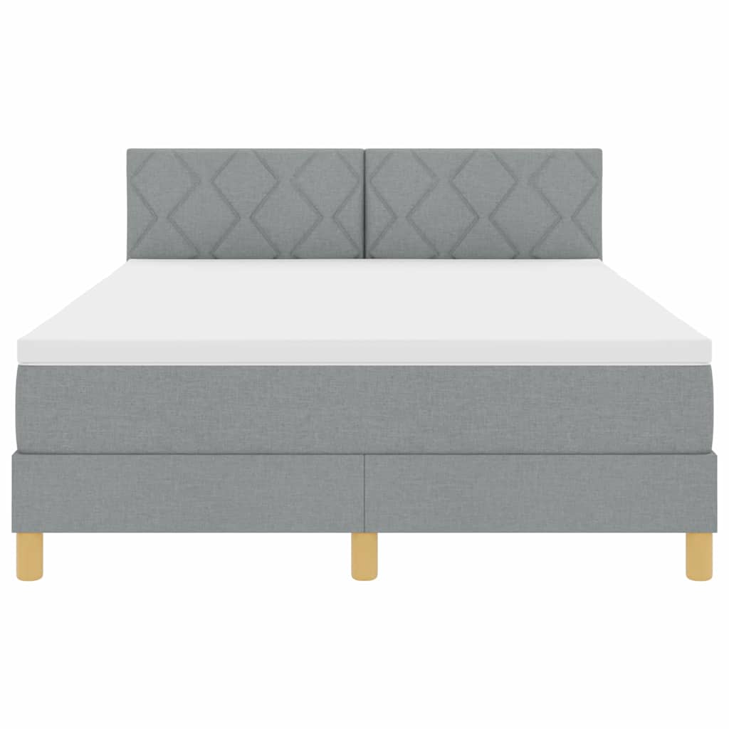 LED Box Spring Bed met hoofdeinde Lichtgrijs 140 x 190 cm Stof