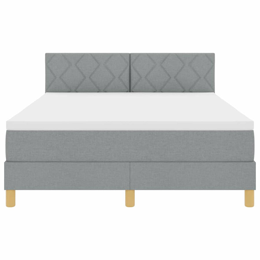 LED Box Spring Bed met hoofdeinde Lichtgrijs 140 x 190 cm Stof
