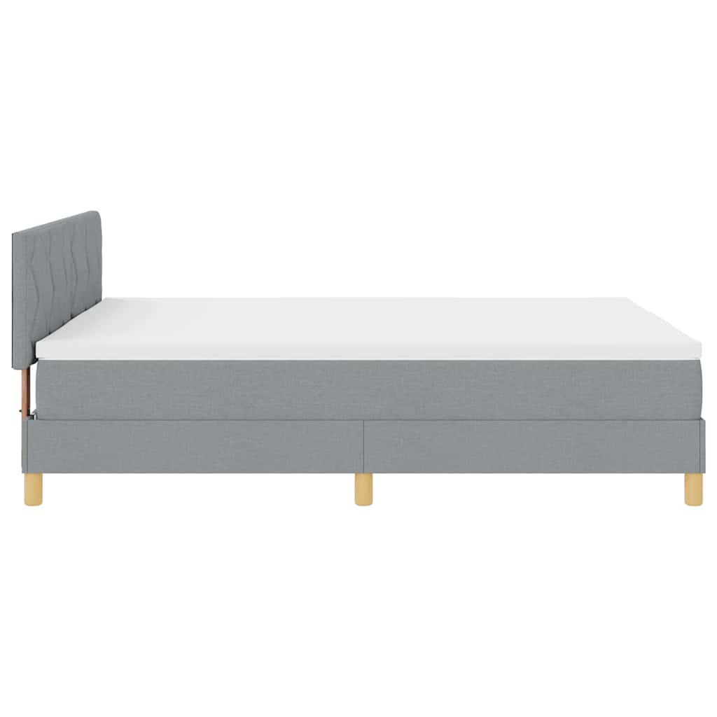 LED Box Spring Bed met hoofdeinde Lichtgrijs 140 x 190 cm Stof