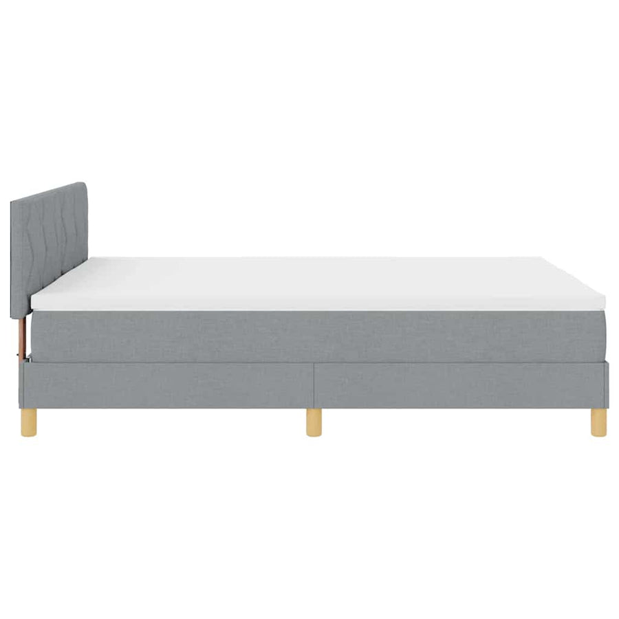 LED Box Spring Bed met hoofdeinde Lichtgrijs 140 x 190 cm Stof