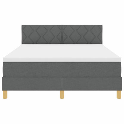 LED Box Spring Bed met matras Donkergrijs 140 x 190 cm Stof