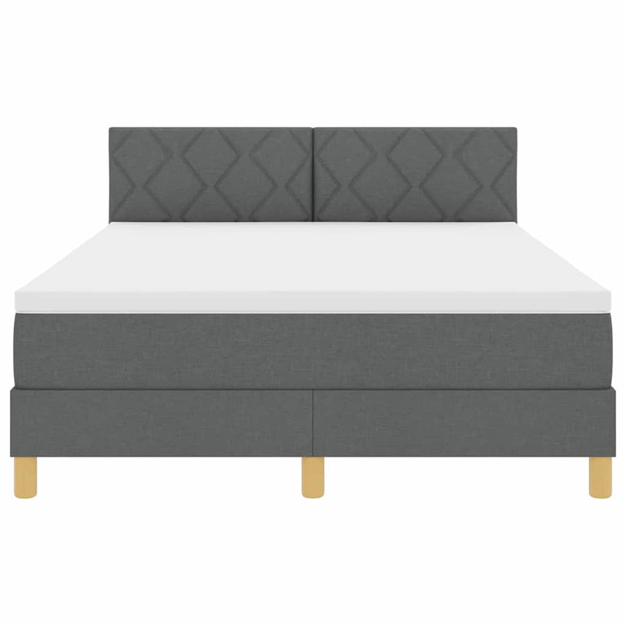 LED Box Spring Bed met matras Donkergrijs 140 x 190 cm Stof