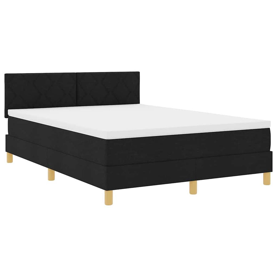 LED Box Spring Bed met hoofdeinde Zwart 140 x 190 cm Stof