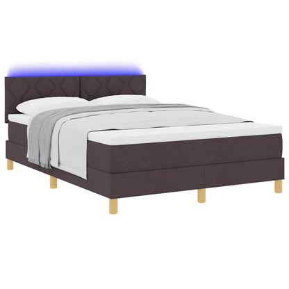 LED Box Spring Bed met hoofdeinde Donkerbruin 140 x 190 cm Stof