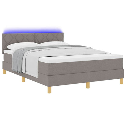 LED Box Spring Bed met hoofdeinde Taupe 140 x 190 cm Stof