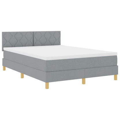 LED Box Spring Bed met hoofdeinde Lichtgrijs 140 x 200 cm Stof