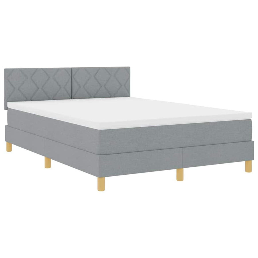 LED Box Spring Bed met hoofdeinde Lichtgrijs 140 x 200 cm Stof