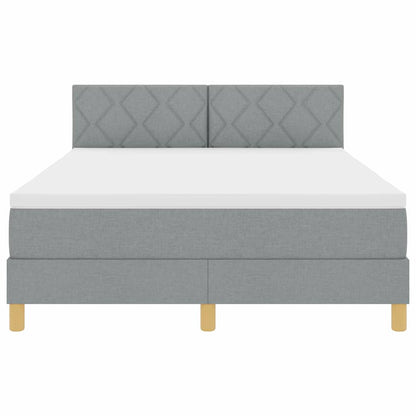 LED Box Spring Bed met hoofdeinde Lichtgrijs 140 x 200 cm Stof
