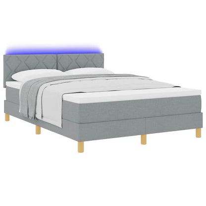 LED Box Spring Bed met hoofdeinde Lichtgrijs 140 x 200 cm Stof