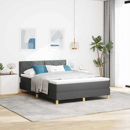 LED Box Spring Bed met hoofdeinde Donkergrijs 140 x 200 cm Stof