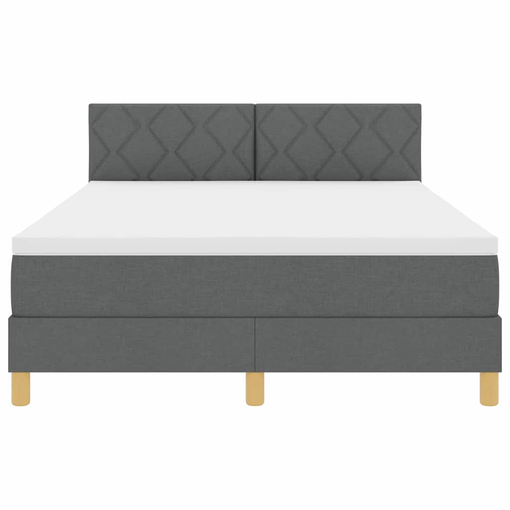 LED Box Spring Bed met hoofdeinde Donkergrijs 140 x 200 cm Stof