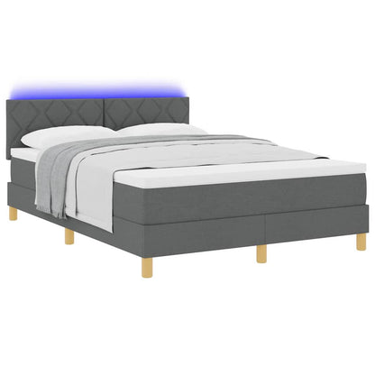 LED Box Spring Bed met hoofdeinde Donkergrijs 140 x 200 cm Stof