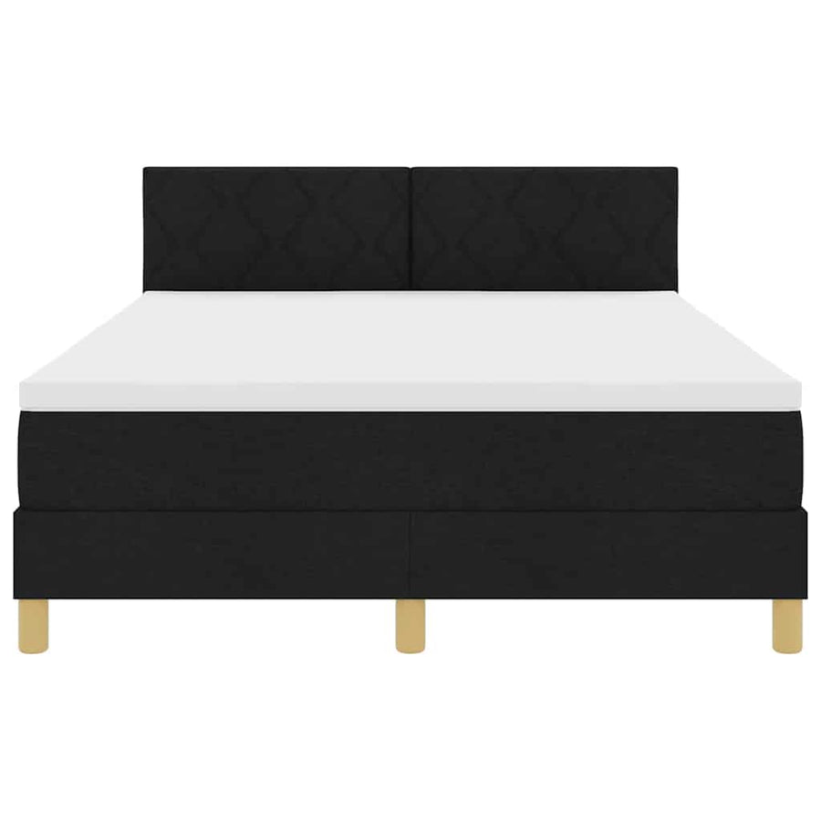 LED Box Spring Bed met hoofdeinde Zwart 140 x 200 cm Stof