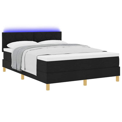 LED Box Spring Bed met hoofdeinde Zwart 140 x 200 cm Stof