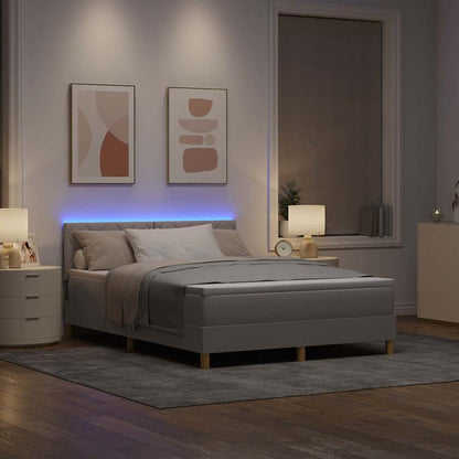 LED Box Spring Bed met hoofdeinde Taupe 140 x 200 cm Stof