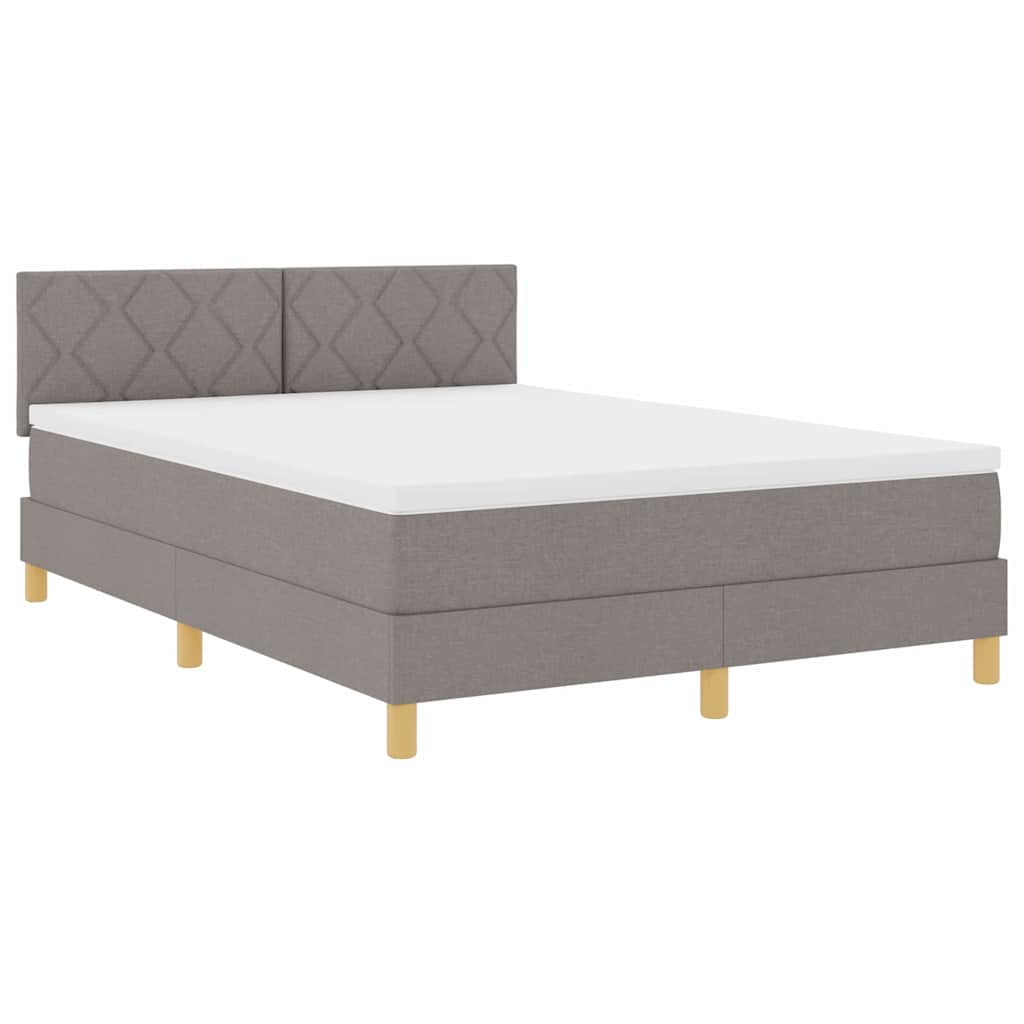 LED Box Spring Bed met hoofdeinde Taupe 140 x 200 cm Stof