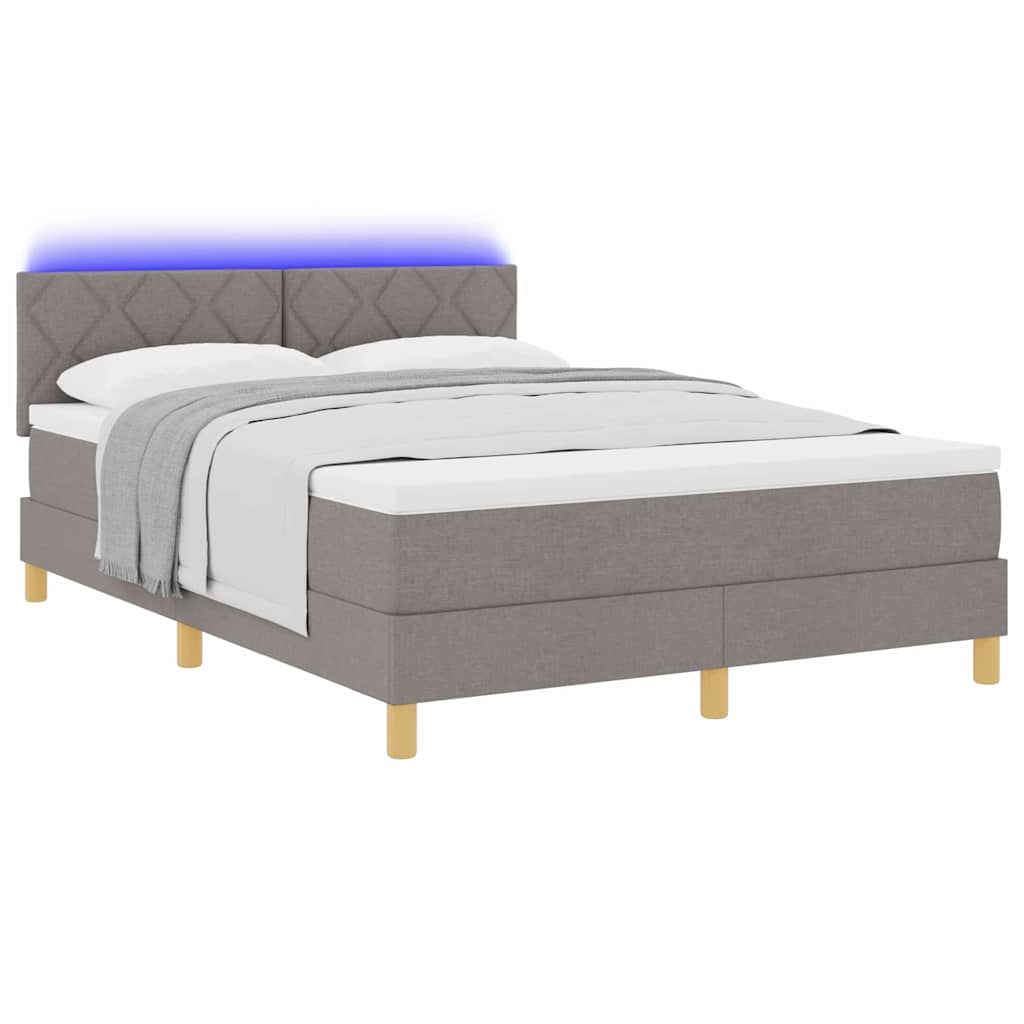 LED Box Spring Bed met hoofdeinde Taupe 140 x 200 cm Stof