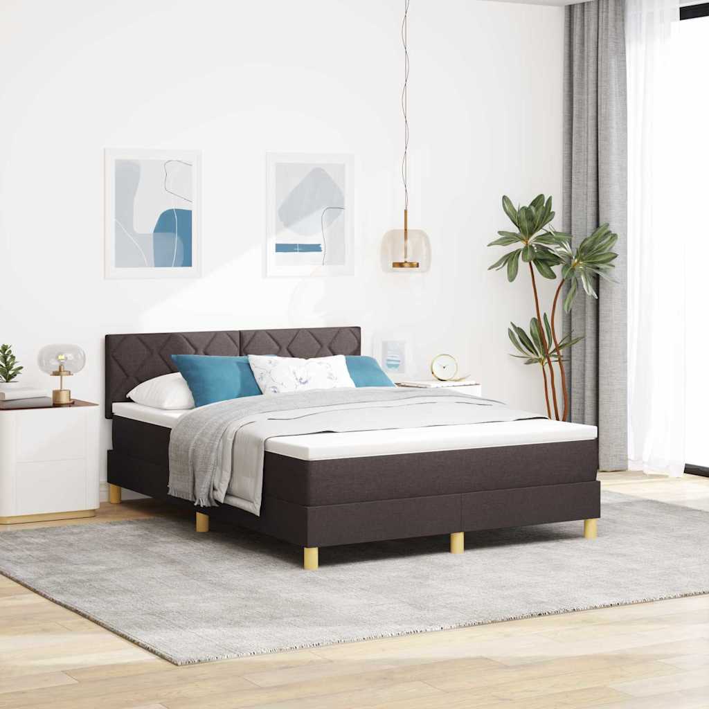 LED Box Spring Bed met hoofdeinde Donkerbruin 160 x 200 cm Stof