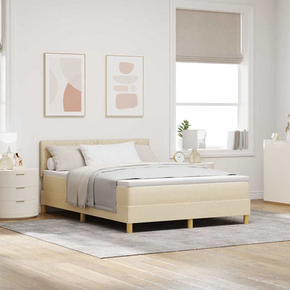 LED Box Spring Bed met hoofdeinde Crème 160 x 200 cm Stof
