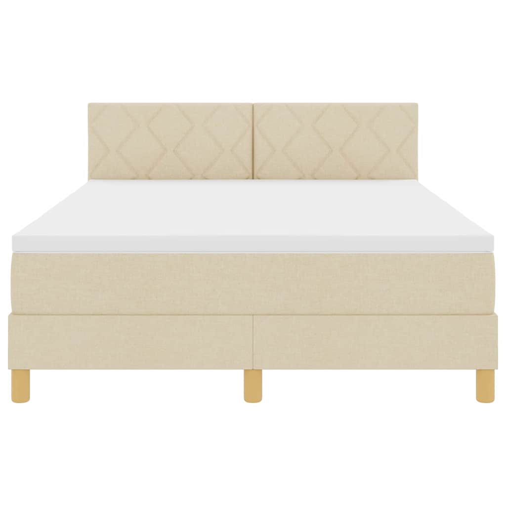 LED Box Spring Bed met hoofdeinde Crème 160 x 200 cm Stof