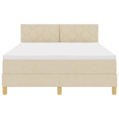 LED Box Spring Bed met hoofdeinde Crème 160 x 200 cm Stof
