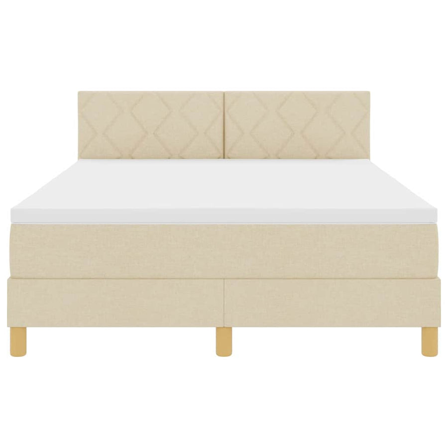 LED Box Spring Bed met hoofdeinde Crème 160 x 200 cm Stof
