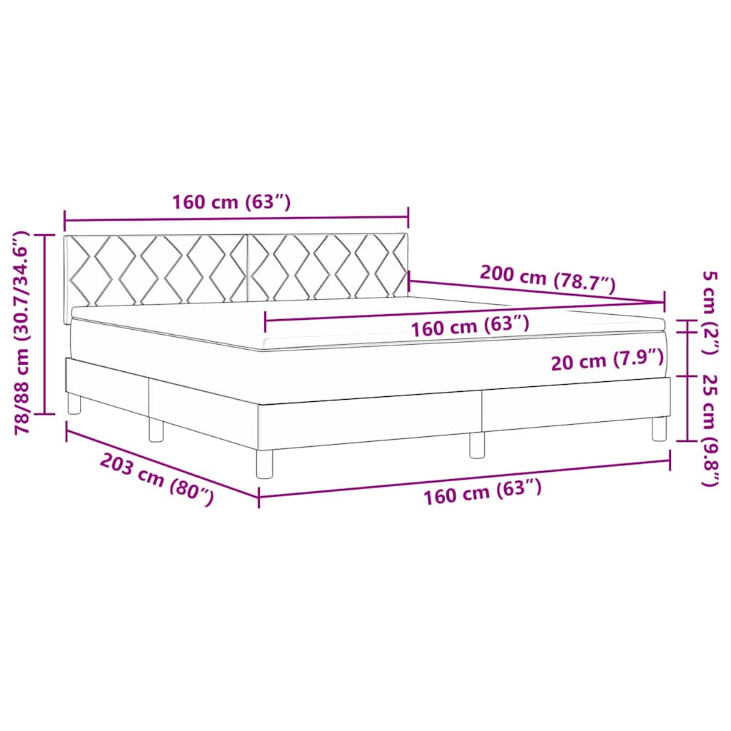LED Box Spring Bed met hoofdeinde Crème 160 x 200 cm Stof