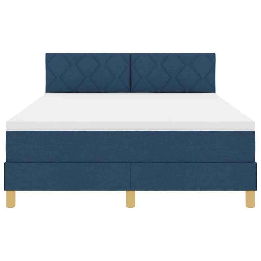 LED Box Spring Bed met kussen Blauw 160 x 200 cm Stof