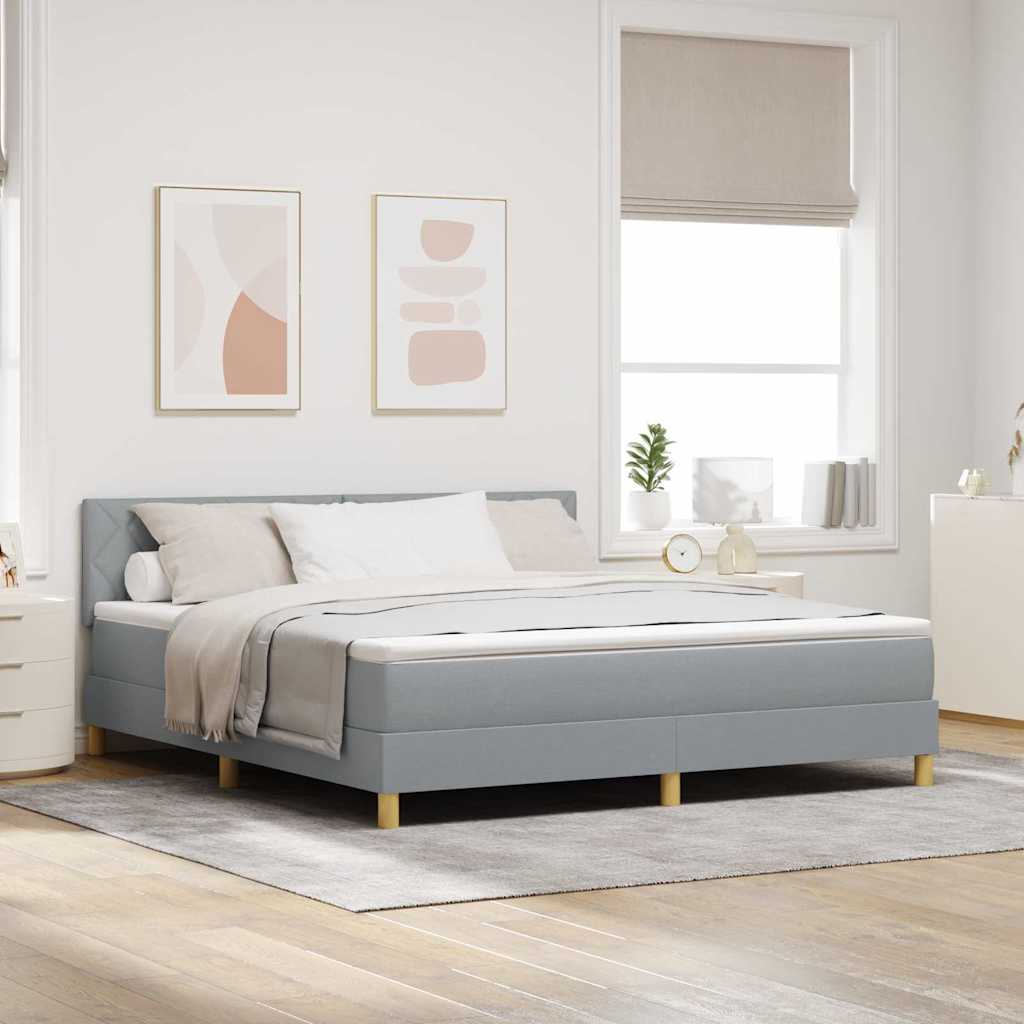 LED Box Spring Bed met hoofdeinde Lichtgrijs 180 x 200 cm Stof