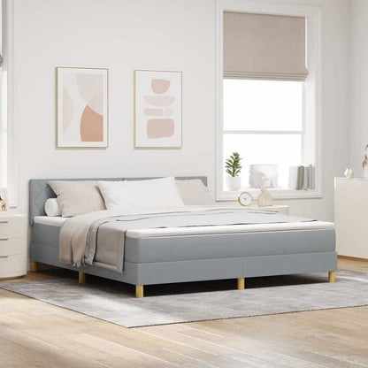 LED Box Spring Bed met hoofdeinde Lichtgrijs 180 x 200 cm Stof