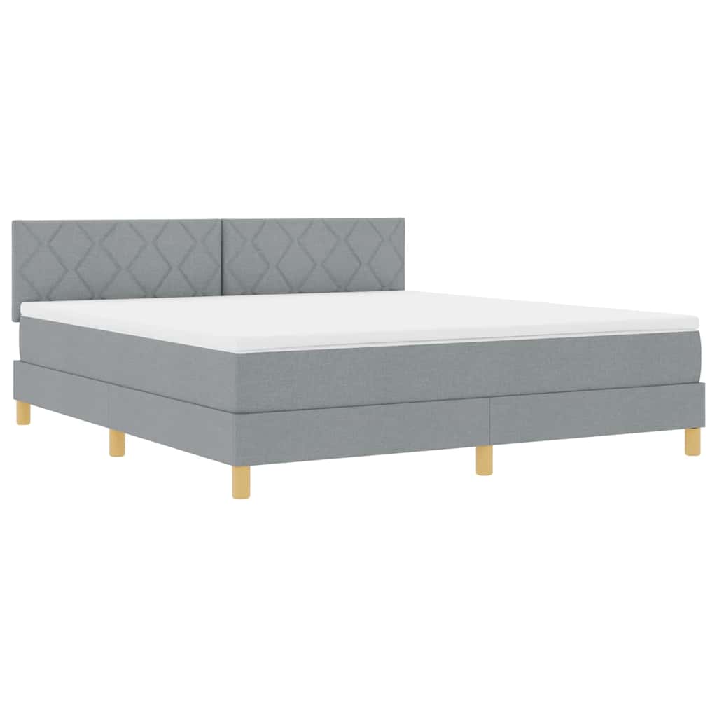 LED Box Spring Bed met hoofdeinde Lichtgrijs 180 x 200 cm Stof