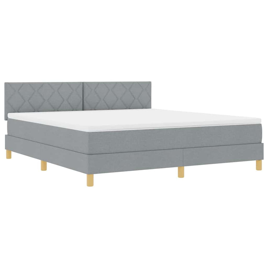 LED Box Spring Bed met hoofdeinde Lichtgrijs 180 x 200 cm Stof