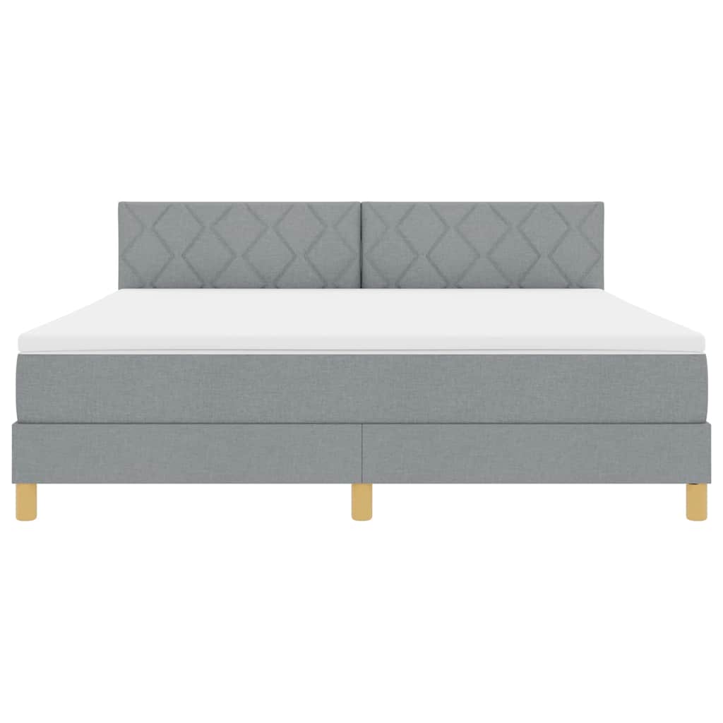 LED Box Spring Bed met hoofdeinde Lichtgrijs 180 x 200 cm Stof