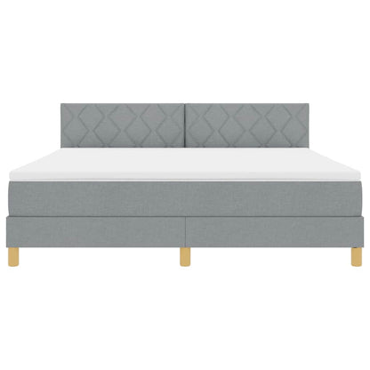 LED Box Spring Bed met hoofdeinde Lichtgrijs 180 x 200 cm Stof
