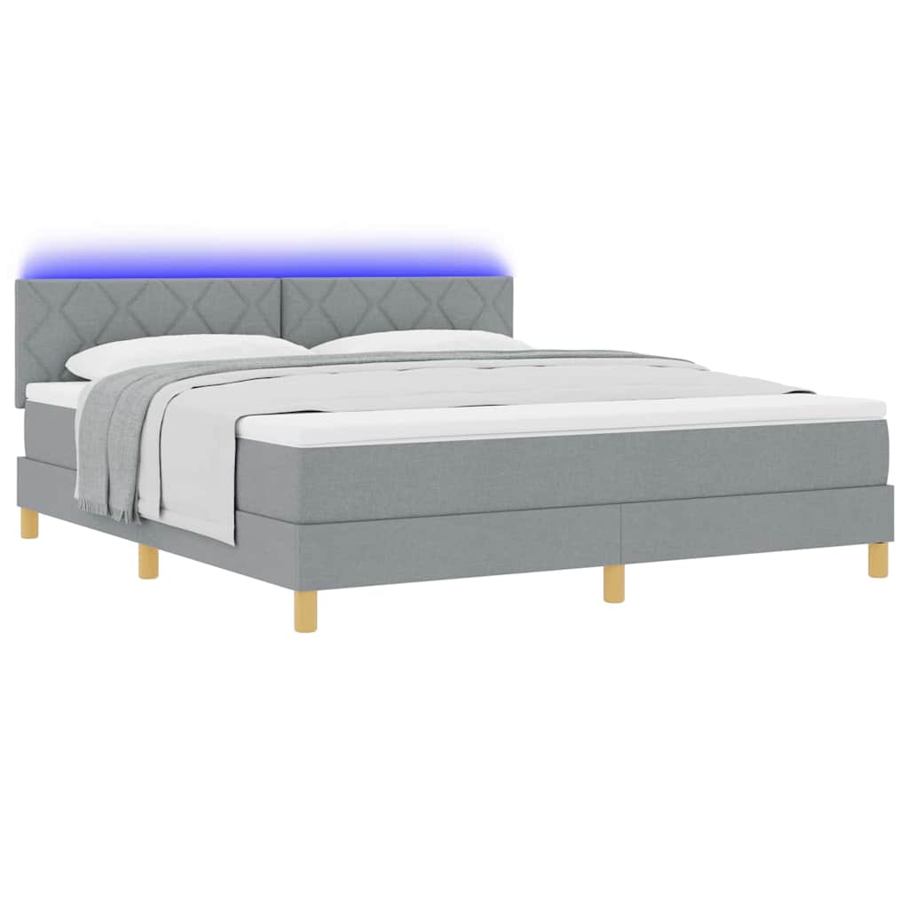 LED Box Spring Bed met hoofdeinde Lichtgrijs 180 x 200 cm Stof