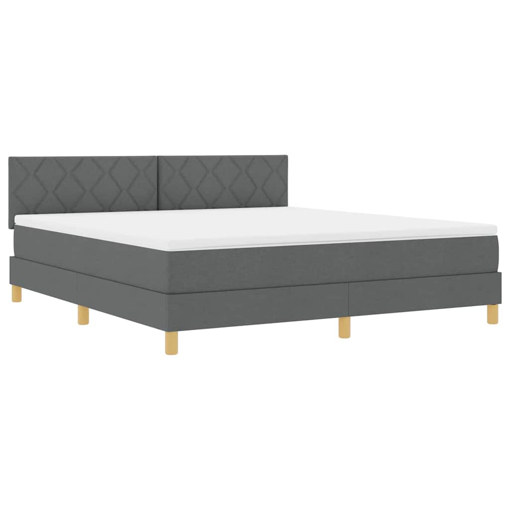 LED Box Spring Bed met hoofdeinde Donkergrijs 180 x 200 cm Stof