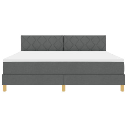 LED Box Spring Bed met hoofdeinde Donkergrijs 180 x 200 cm Stof