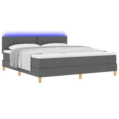 LED Box Spring Bed met hoofdeinde Donkergrijs 180 x 200 cm Stof