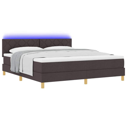 LED Box Spring Bed met hoofdeinde Donkerbruin 180 x 200 cm Stof