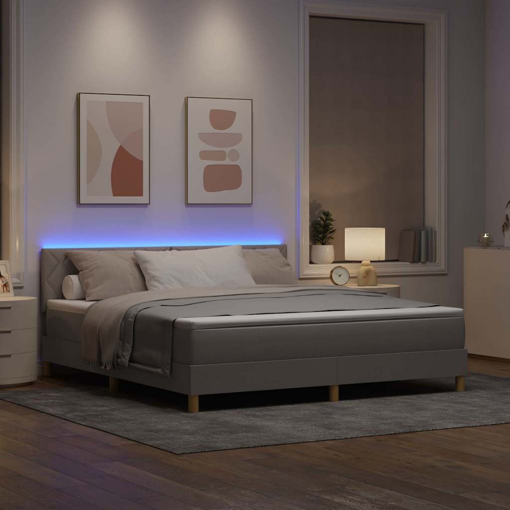 LED Box Spring Bed met hoofdeinde Taupe 180 x 200 cm Stof