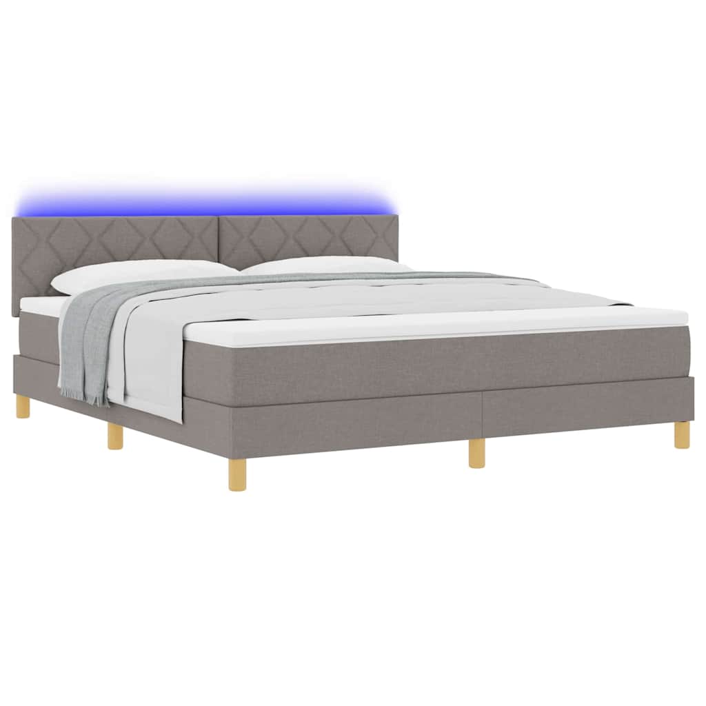 LED Box Spring Bed met hoofdeinde Taupe 180 x 200 cm Stof