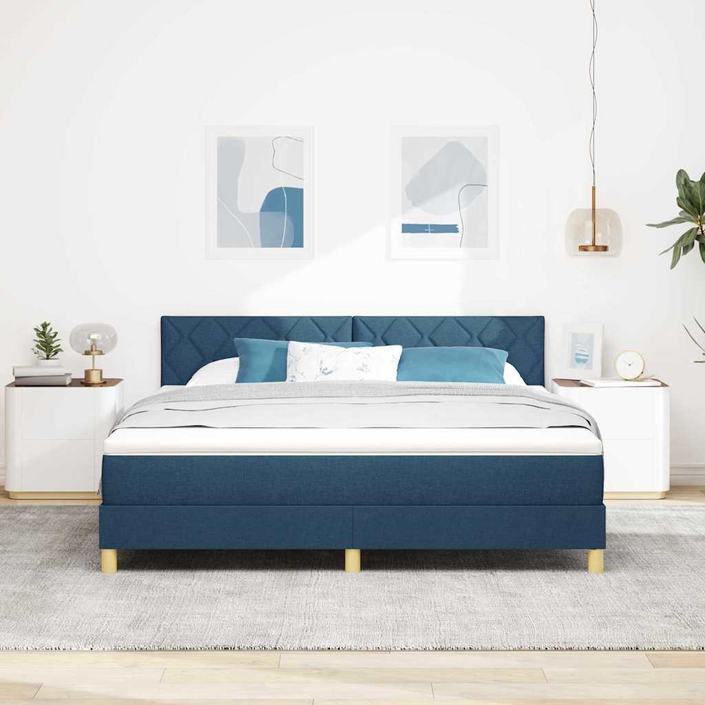 LED Box Spring Bed met hoofdeinde Blauw 180 x 200 cm Stof