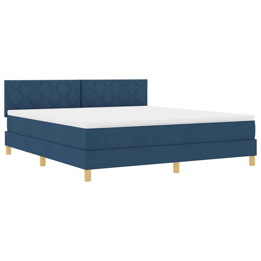 LED Box Spring Bed met hoofdeinde Blauw 180 x 200 cm Stof