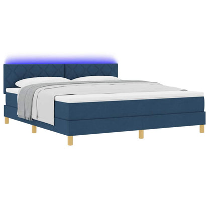 LED Box Spring Bed met hoofdeinde Blauw 180 x 200 cm Stof