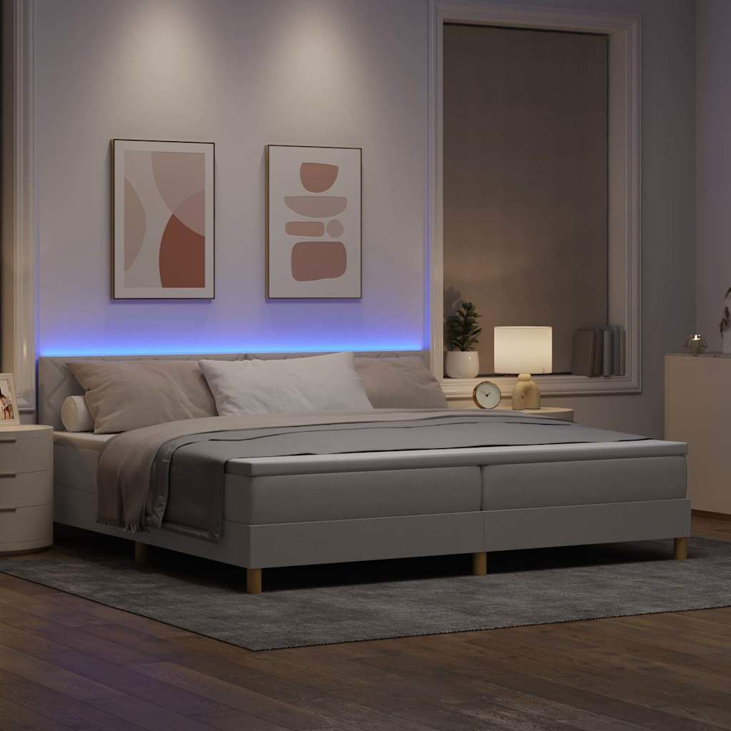 LED Box Spring Bed met hoofdeinde Taupe 200 x 200 cm Stof