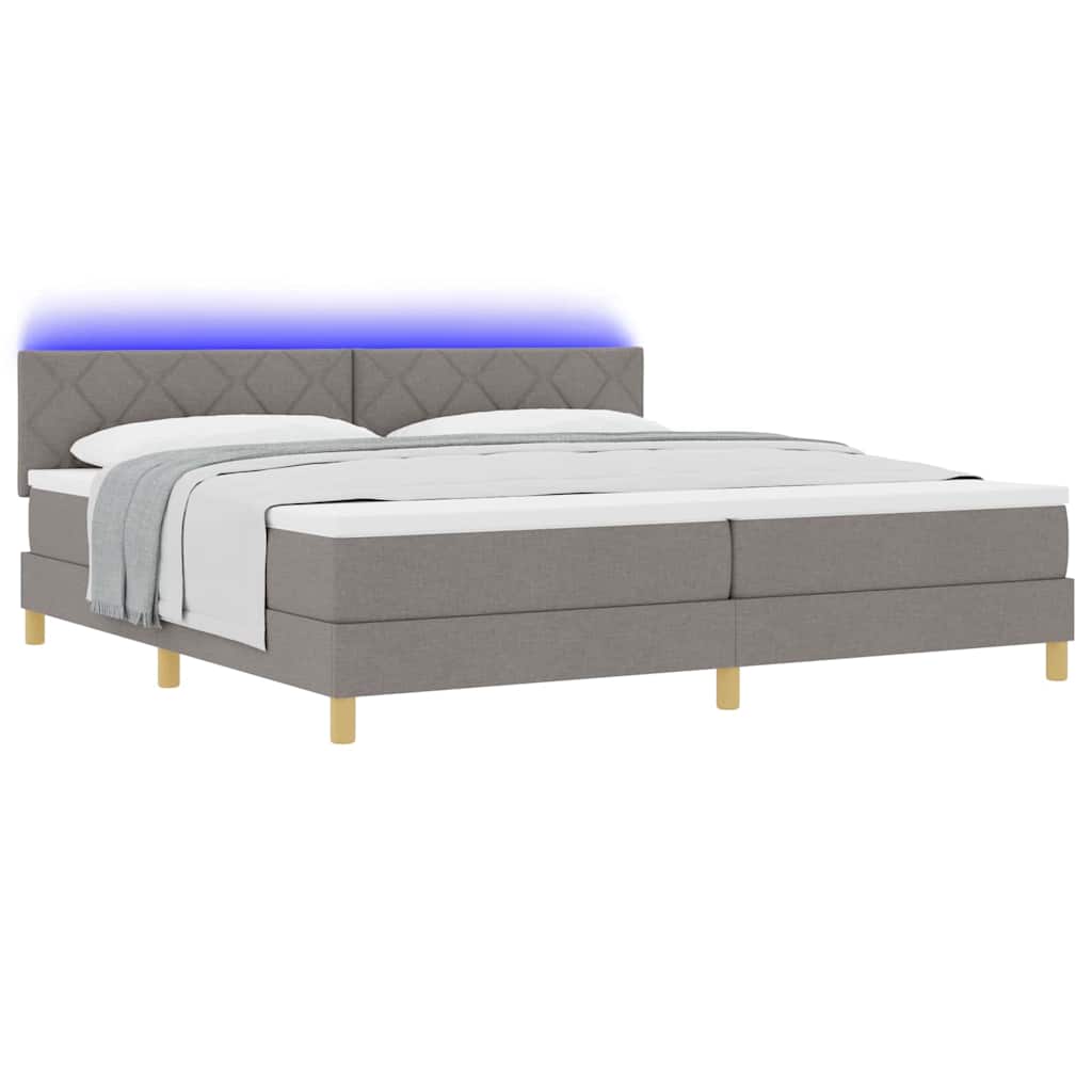 LED Box Spring Bed met hoofdeinde Taupe 200 x 200 cm Stof