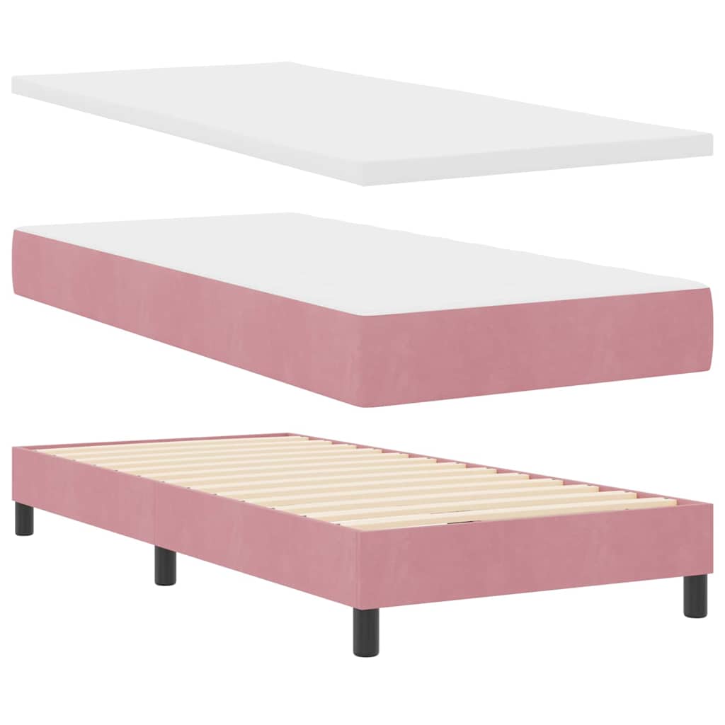 LED Box Spring Bed met matras met LED Roze 100 x 200 cm Fluweel