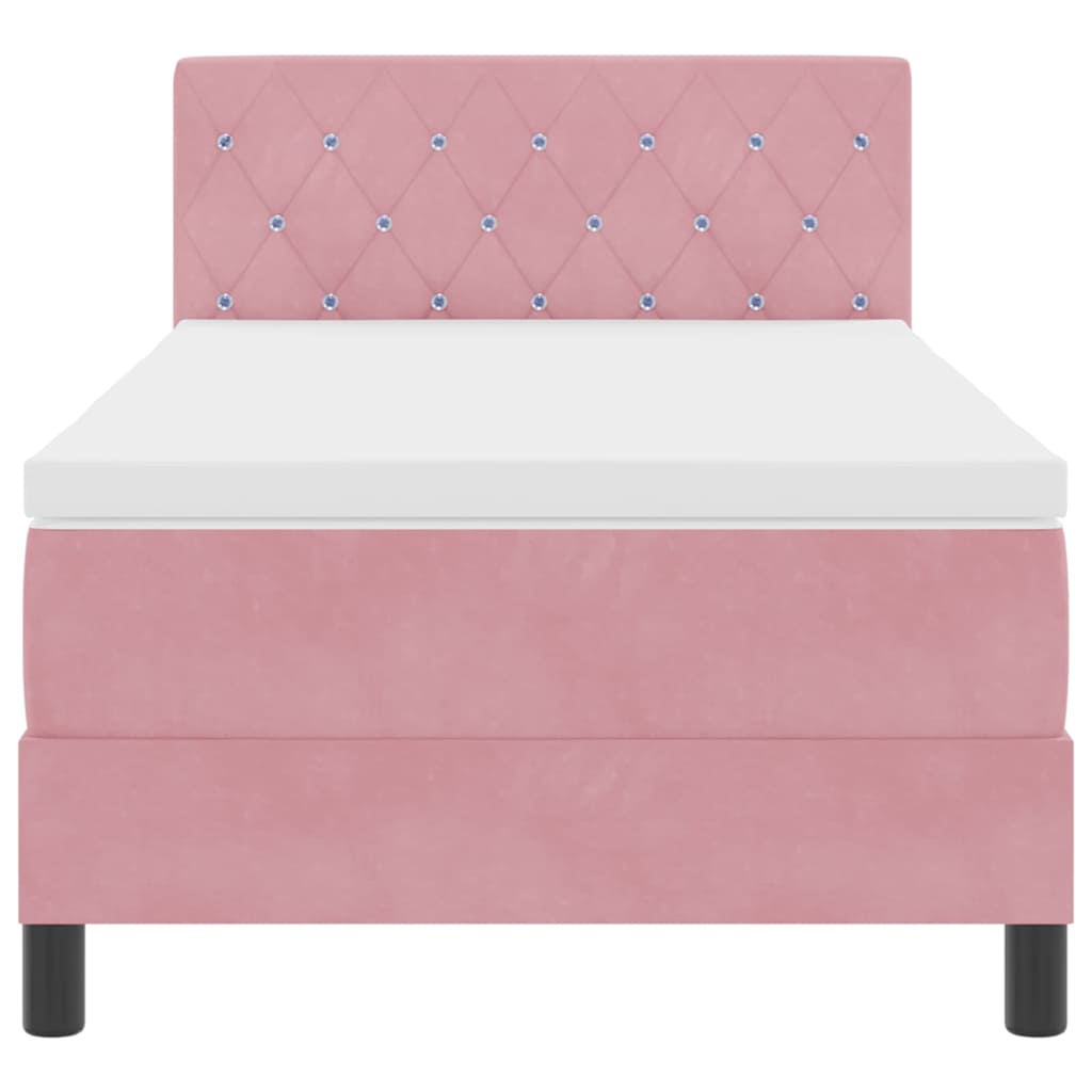 LED Box Spring Bed met matras met LED Roze 100 x 200 cm Fluweel