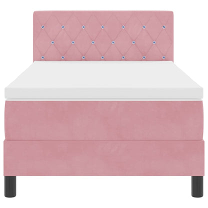 LED Box Spring Bed met matras met LED Roze 100 x 200 cm Fluweel