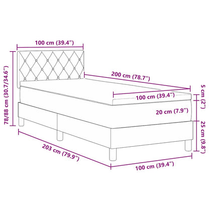 LED Box Spring Bed met matras met LED Roze 100 x 200 cm Fluweel